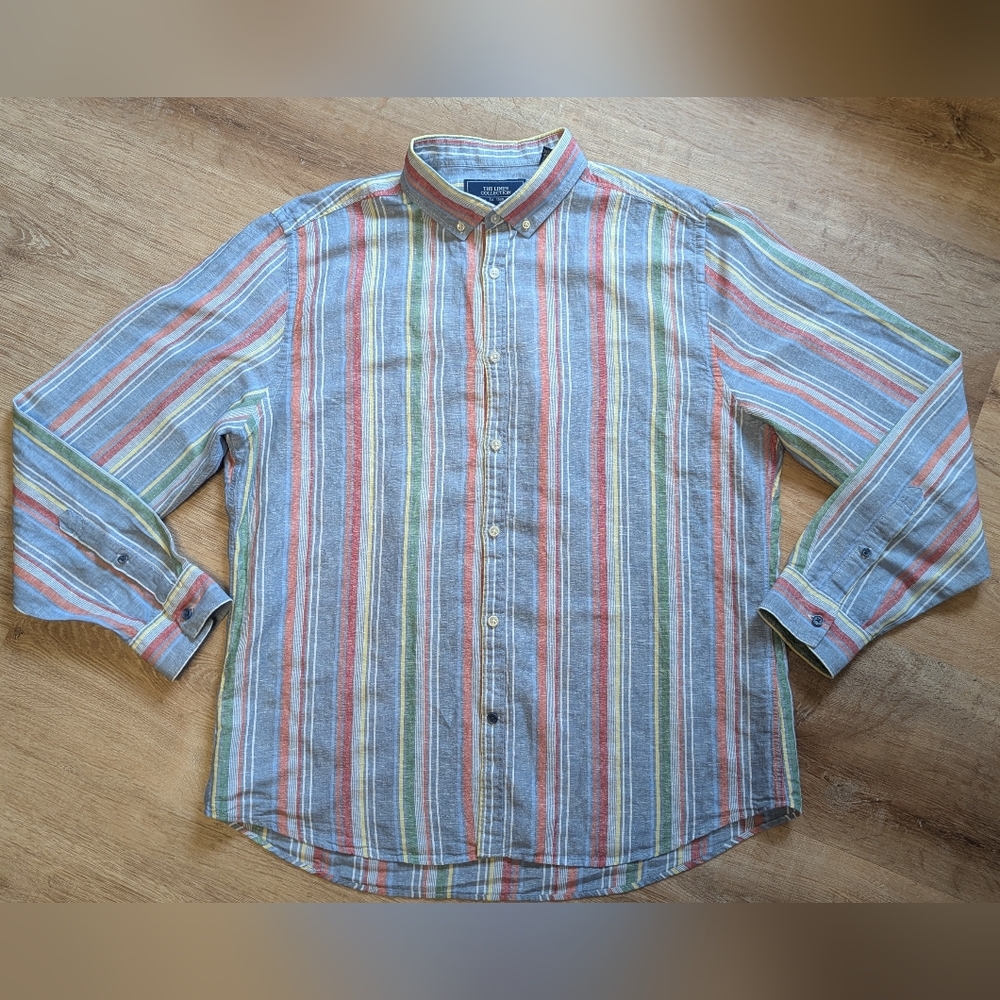 Springfield The Linen Collection Striped Button Down 2XL Men's Shirt
